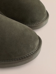 Green Faux Fur Lined Signature Suede Mule Slippers - Image 3 of 5