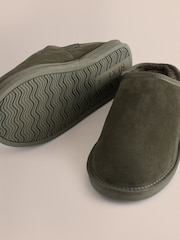 Green Faux Fur Lined Signature Suede Mule Slippers - Image 7 of 7