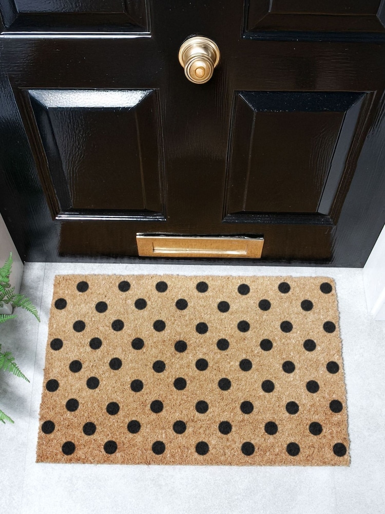 Artsy Mats Natural Black Dots Doormat - Image 1 of 13