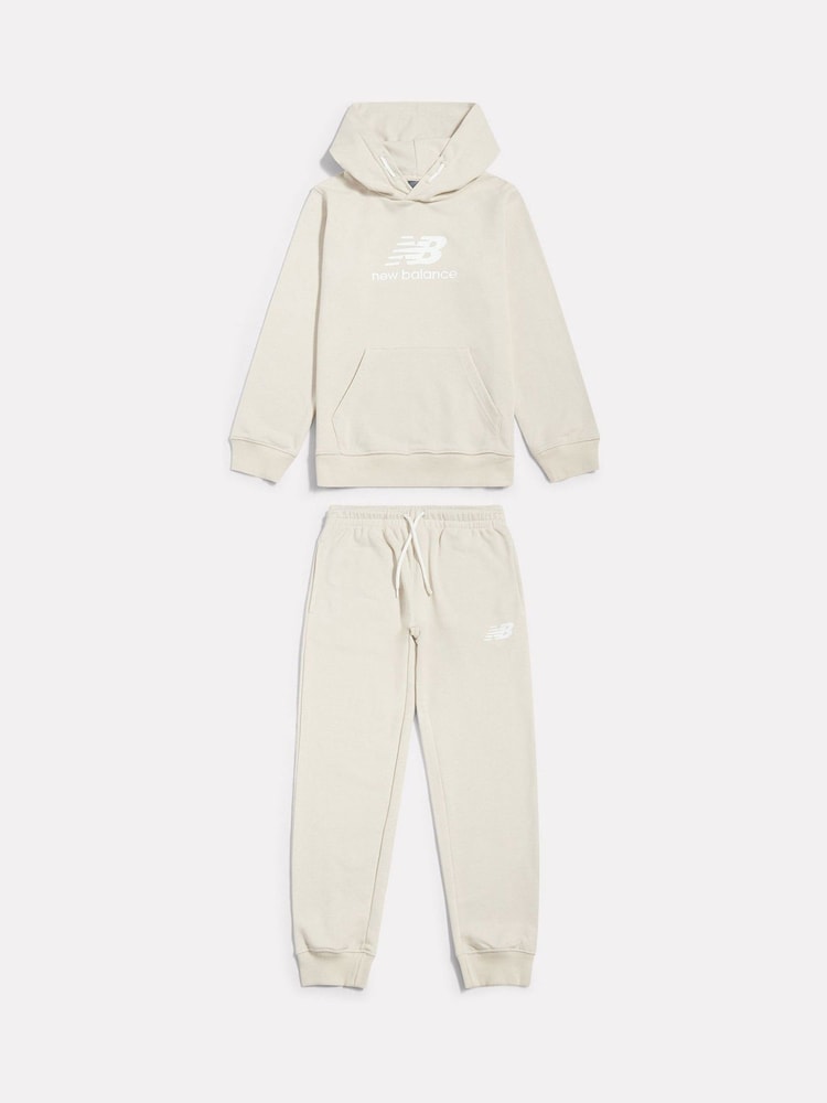 Natural - New Balance Stacked Logo Hoodie and Joggers Set - Imagen 1 de 5