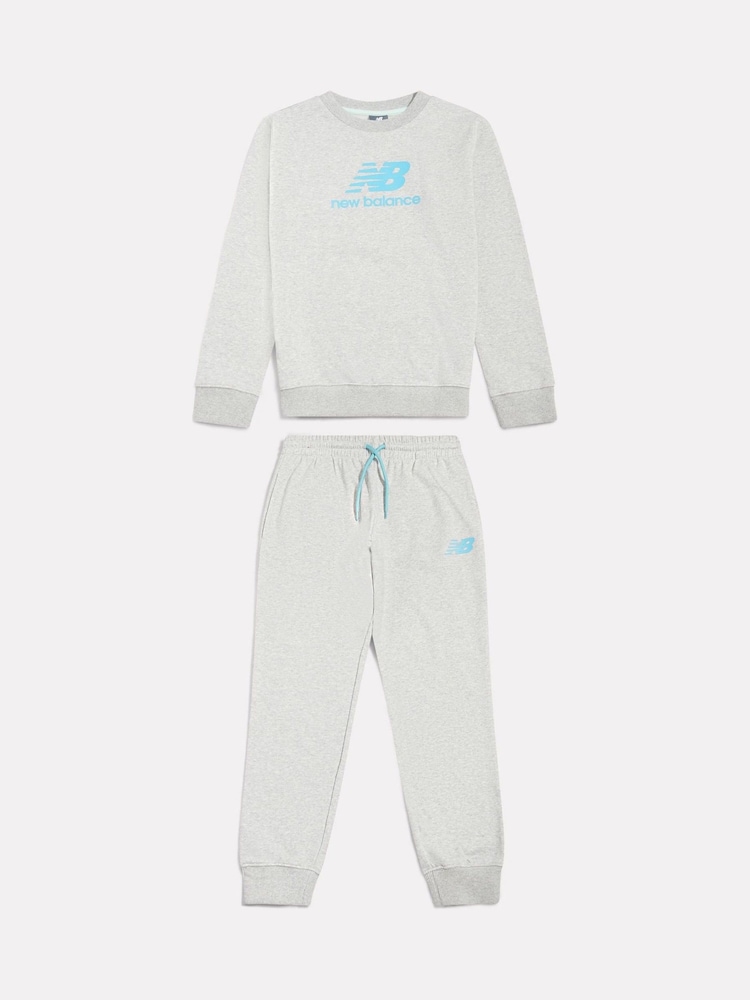 New Balance Grey FT Stacked Logo Crew & Joggers Set - Image 1 of 4