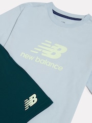 New Balance Stone Blue Stacked Logo T-Shirt & Shorts Set - Image 3 of 5