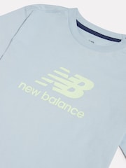 New Balance Stone Blue Stacked Logo T-Shirt & Shorts Set - Image 4 of 5