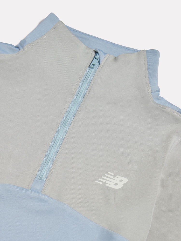 New Balance Grey Contrast Panel 1/4 Zip Funnel Top - Image 8 of 8