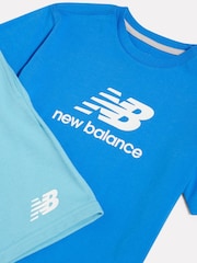 淡藍色 - New Balance Stacked Logo T-Shirt & Shorts Set - 圖片 3/5