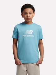 New Balance Blue Jersey Stacked Logo T-Shirt - Image 1 of 9