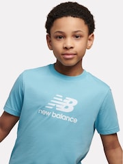 New Balance Blue Jersey Stacked Logo T-Shirt - Image 4 of 9