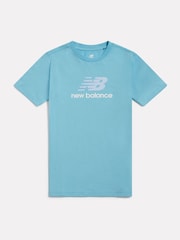 New Balance Blue Jersey Stacked Logo T-Shirt - Image 7 of 9