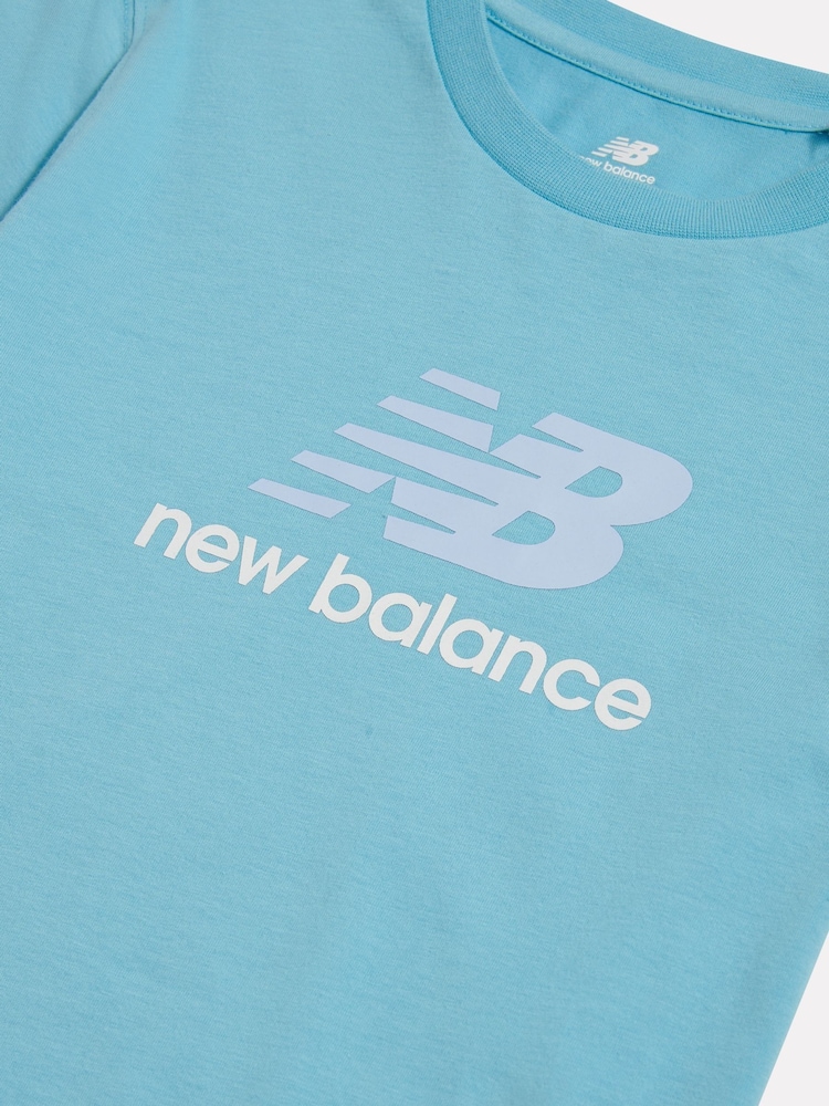 New Balance Blue Jersey Stacked Logo T-Shirt - Image 9 of 9