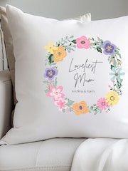 Personalised Floral Wreath Cushion by Koko Blossom - Image 2 of 2