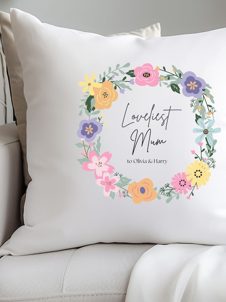 Personalised Floral Wreath Cushion by Koko Blossom - Image 2 of 2