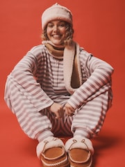 Gray Stripe - Cosy Waffle Long Sleeve Henley Pyjamas - Larawan 1 ng 5