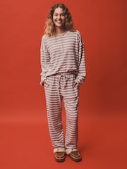Gray Stripe - Cosy Waffle Long Sleeve Henley Pyjamas - Larawan 2 ng 5