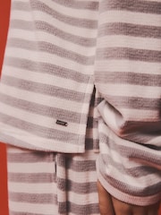 Gray Stripe - Cosy Waffle Long Sleeve Henley Pyjamas - Larawan 5 ng 5