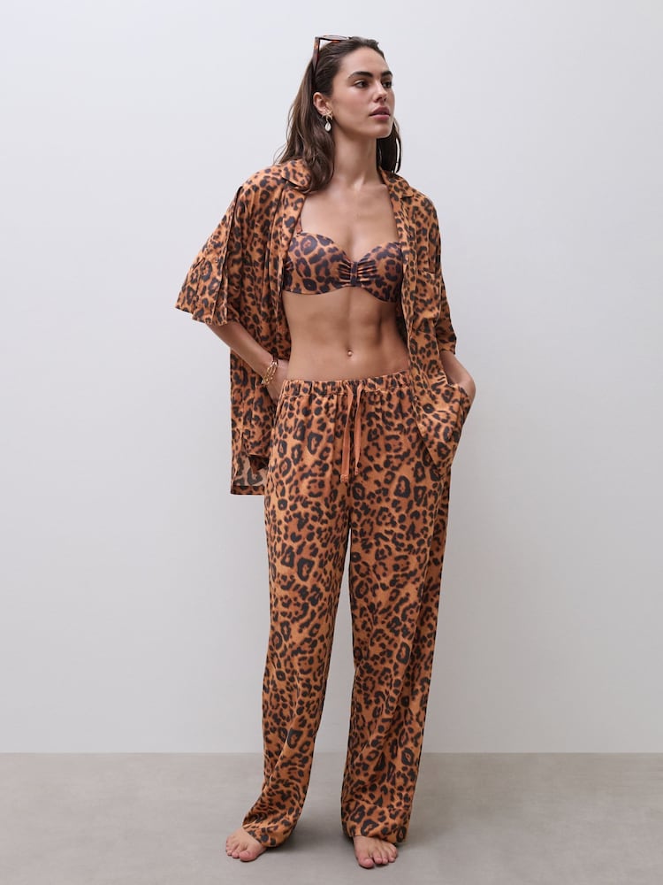 Chantelle Explore drawstring beachwear Trousers, Leopard print - Image 1 of 5