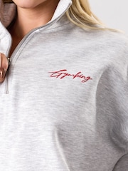 Gym King Grey Script Mindset 1/4 Zip Funnel Jumper - Image 3 of 4