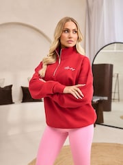 Gym King Red Script Mindset 1/4 Zip Funnel Jumper - Image 1 of 3
