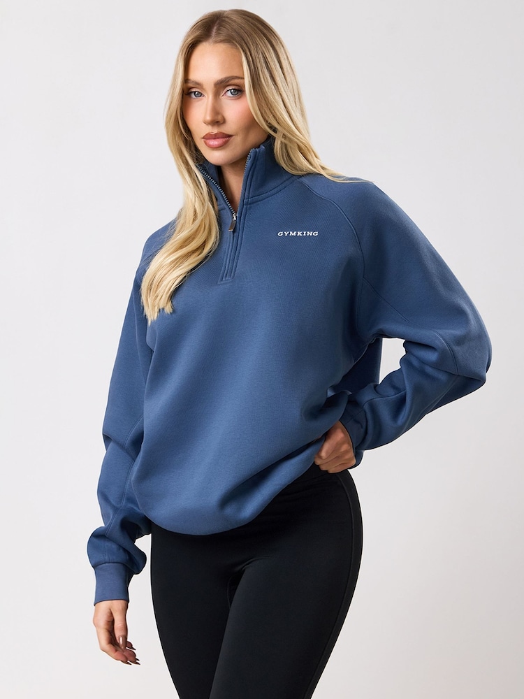 Gym King Blue 365 Raglan Sleeve Funnel Fleece - Image 1 of 4