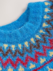 Cobalt Blue Fairisle - Pulover lejer cu mânecă lungă, guler rotund și material din lână - Imaginea 7 din 8