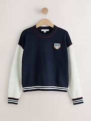 Navy Colourblock Ski Back Graphic Supersoft Crew Neck Long Sleeve Jumper - Image 7 of 10