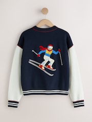 Navy Colourblock Ski Back Graphic Supersoft Crew Neck Long Sleeve Jumper - Image 8 of 10