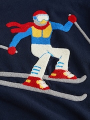 Navy Colourblock Ski Back Graphic Supersoft Crew Neck Long Sleeve Jumper - Image 9 of 10