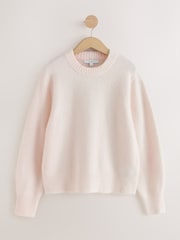 Ecru Long Sleeve Crew Neck Knitted Jumper With Wool - Image 1 of 3