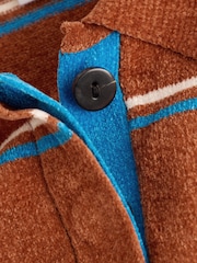 Brown Stripe Chenille Knit Long Sleeve Polo Jumper - Image 7 of 8