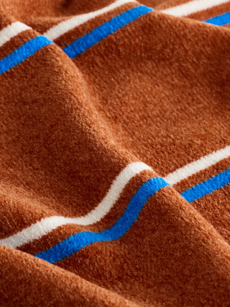Brown Stripe Chenille Knit Long Sleeve Polo Jumper - Image 7 of 7 Brown Stripe Chenille Knit Long Sleeve Polo Jumper - Image 7 of 7