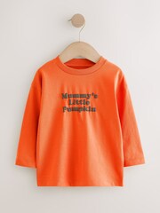 Eslogan de la pequeña calabaza de la momia naranja - Camiseta de manga larga de Halloween (30 meses -71 año) - Imagen 6 de 9