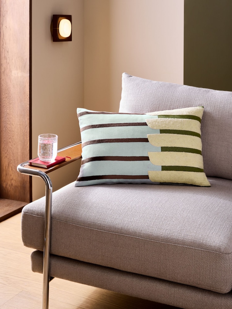 MADE.COM Blue Barbican Balcony Cushion - Image 1 of 4 MADE.COM Blue Barbican Balcony Cushion - Image 1 of 4