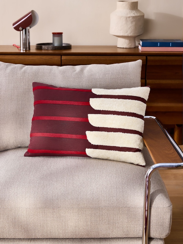 MADE.COM Burgundy Barbican Balcony Cushion - Image 1 of 4 MADE.COM Burgundy Barbican Balcony Cushion - Image 1 of 4