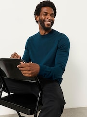 أزرق على أخضر داكن - FatFace Malton Merino Crew Neck Knitted Jumper - صورة 3 من 5
