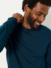 أزرق على أخضر داكن - FatFace Malton Merino Crew Neck Knitted Jumper - صورة 4 من 5