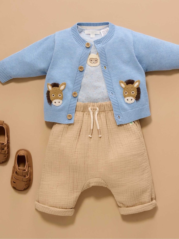 Purebaby Natural Slouchy Crinkle Cotton Joggers - Image 2 of 8