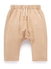 Purebaby Natural Slouchy Crinkle Cotton Joggers - Image 3 of 8