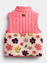 JoJo Maman Bébé Pink Floral Zip-Off Sleeve 2-in-1 Borg Fleece - Image 4 of 6