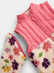 JoJo Maman Bébé Pink Floral Zip-Off Sleeve 2-in-1 Borg Fleece - Image 5 of 6