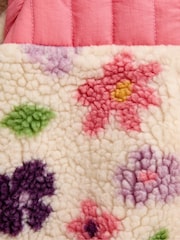 JoJo Maman Bébé Pink Floral Zip-Off Sleeve 2-in-1 Borg Fleece - Image 6 of 6