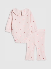 River Island Heart Rib Bodysuit & Legging Set - Imaginea 2 din 4