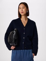 Whistles Blue Cotton Pocket Detail Cardigan - Image 1 of 5