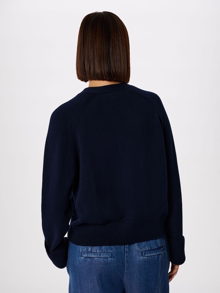 Whistles Blue Cotton Pocket Detail Cardigan - Image 2 of 5 Whistles Blue Cotton Pocket Detail Cardigan - Image 2 of 5