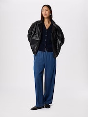 Whistles Blue Cotton Pocket Detail Cardigan - Image 3 of 5