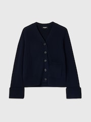 Whistles Blue Cotton Pocket Detail Cardigan - Image 5 of 5