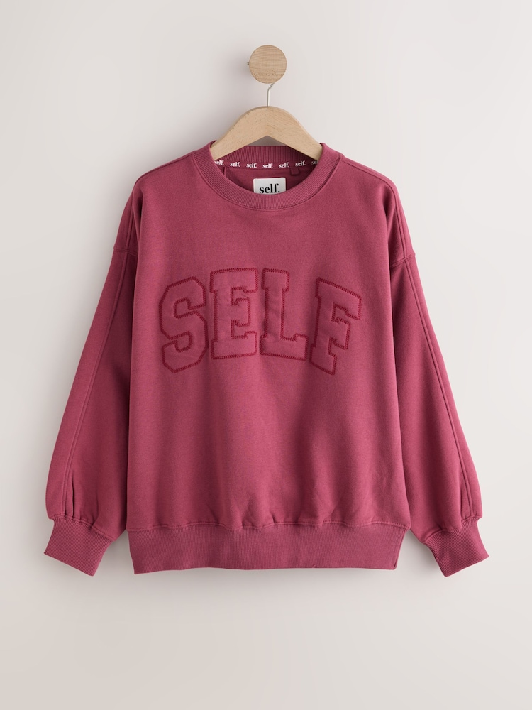self. Burgundy Red Crew Neck Sweatshirt - Image 1 of 3