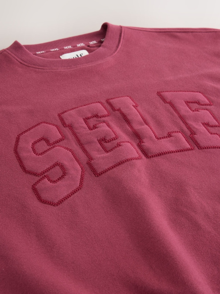 self. Burgundy Red Crew Neck Sweatshirt - Image 2 of 3