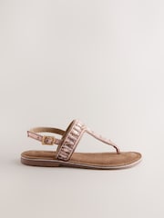 Rose Gold Toe Thong Embellished Sandals - Image 2 of 4