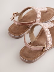 Rose Gold Toe Thong Embellished Sandals - Image 3 of 4