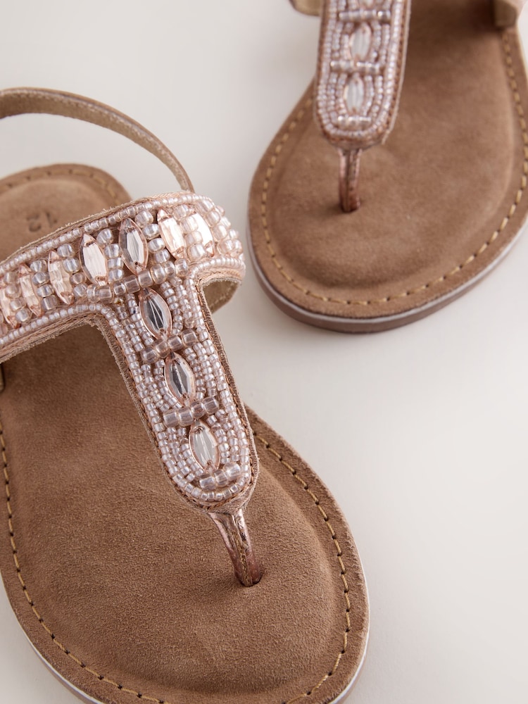Rose Gold Toe Thong Embellished Sandals - Image 4 of 4