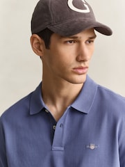 GANT Washed Blue Shield Logo Pique Polo Shirt - Image 4 of 5